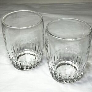 2 BARTLETT COLLINS GLASS BARREL TUMBLERS‎ Ribbed Base Rocks Anchor Hocking